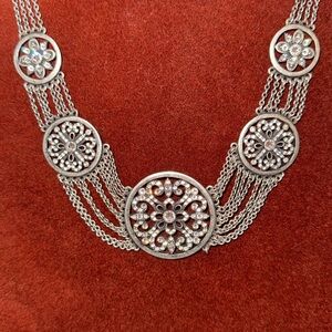 Touchstone Crystal Silver Necklace with Circular Crystal Motifs